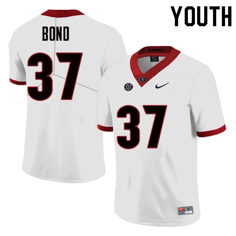 Georgia Bulldogs Youth Patrick Bond #37 White Stitched College UGA Football Jersey 23XB010BT